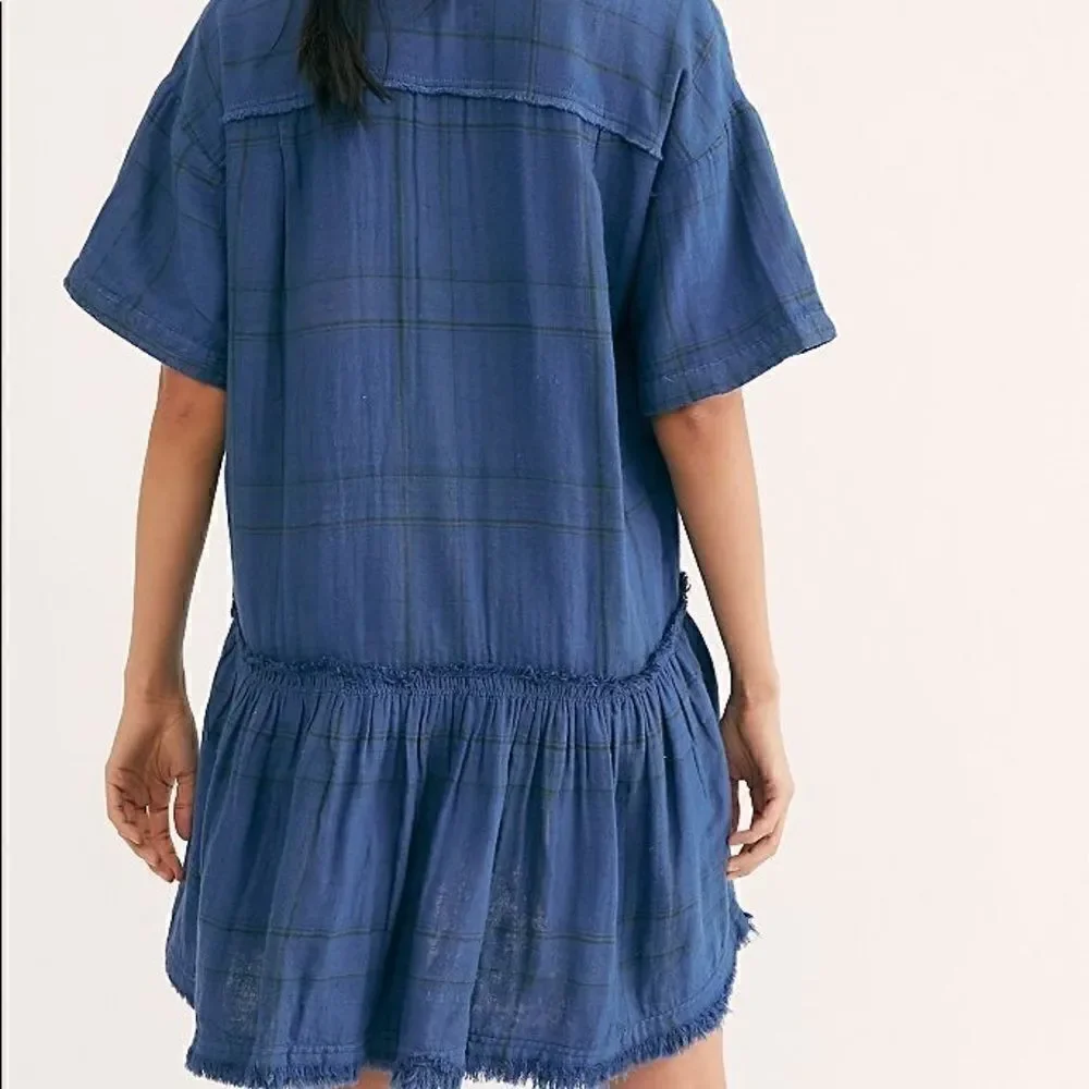 FREE PEOPLE BUZZ LOVE PLAID MINI DRESS